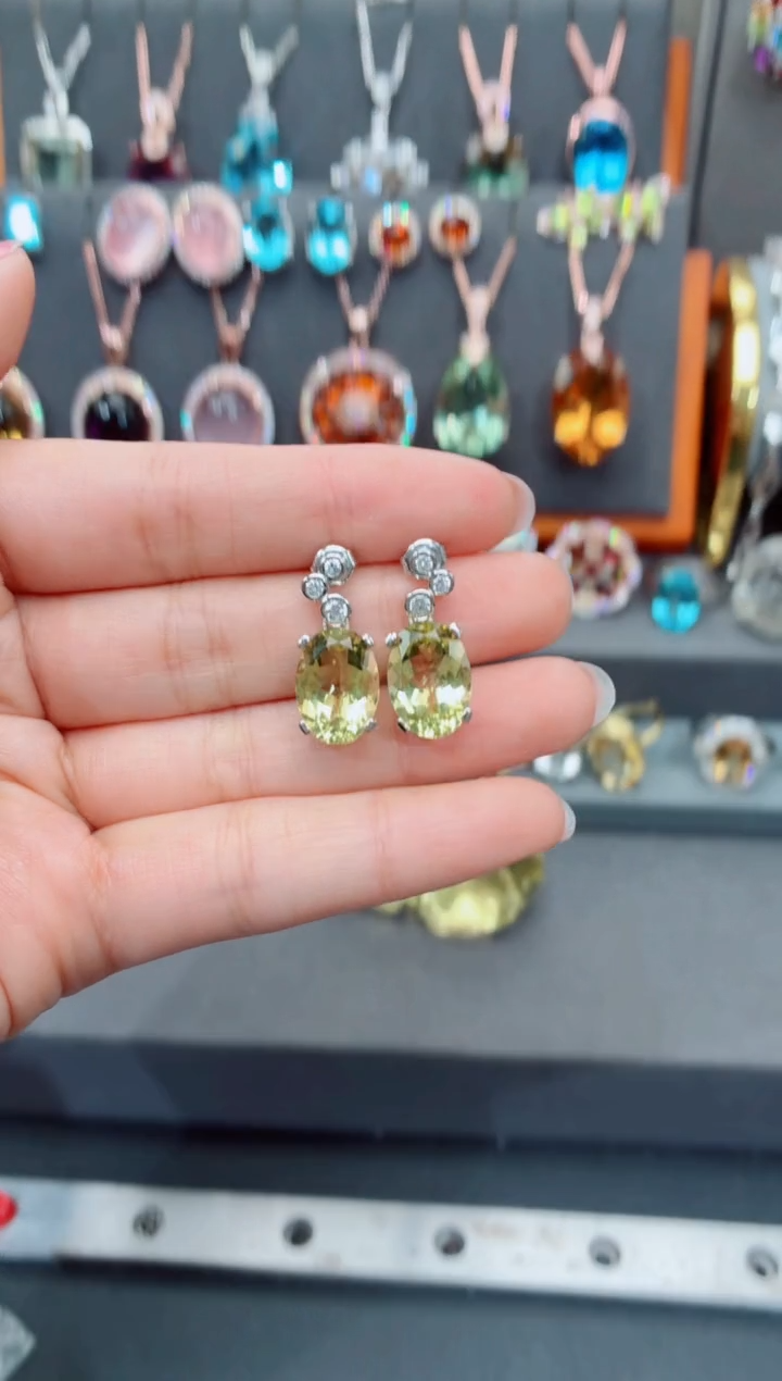 银S925镶嵌耳饰水晶水晶耳饰