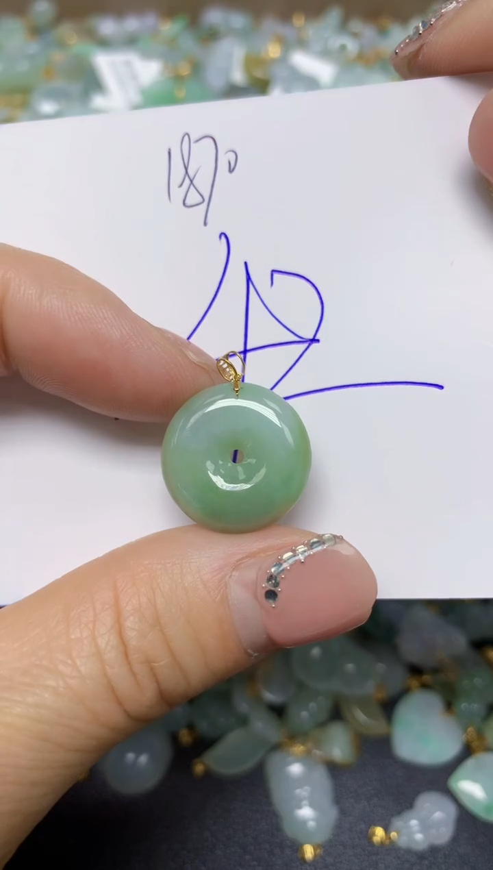 【闪购商品】翡翠挂件18K金镶嵌 天然翡翠A货