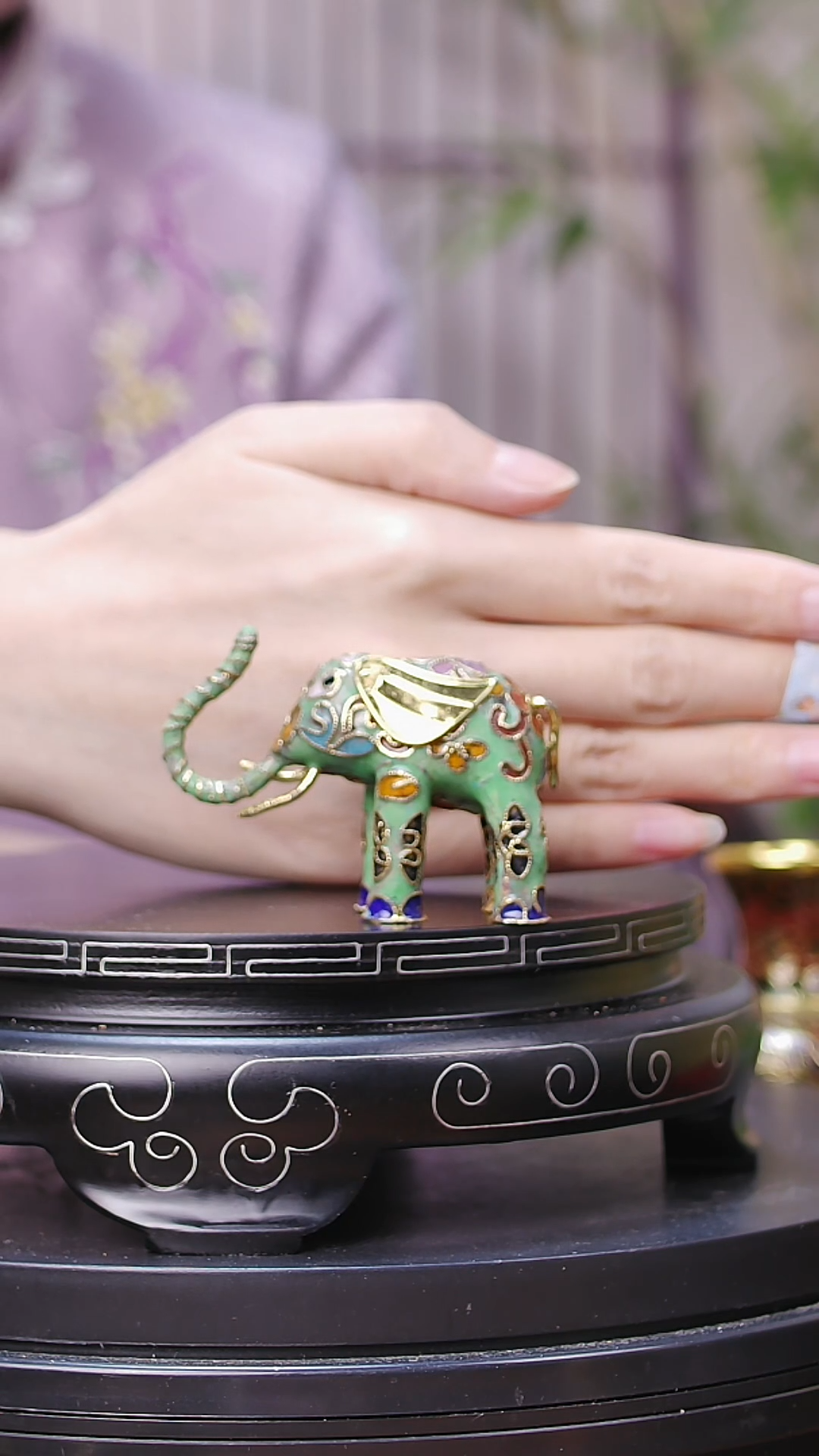 【闪购商品】非遗技艺 景泰蓝小象绿色