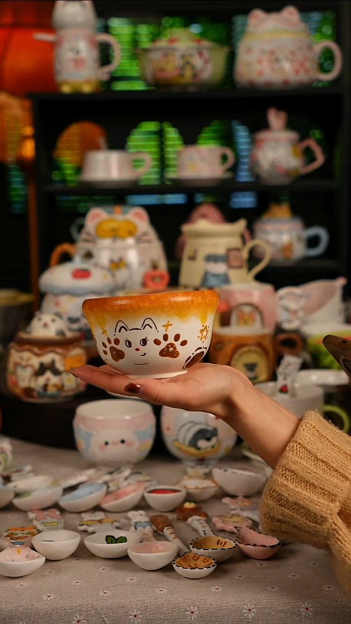 陶瓷无盖款景德镇高温釉下彩纯手绘创意瓷 