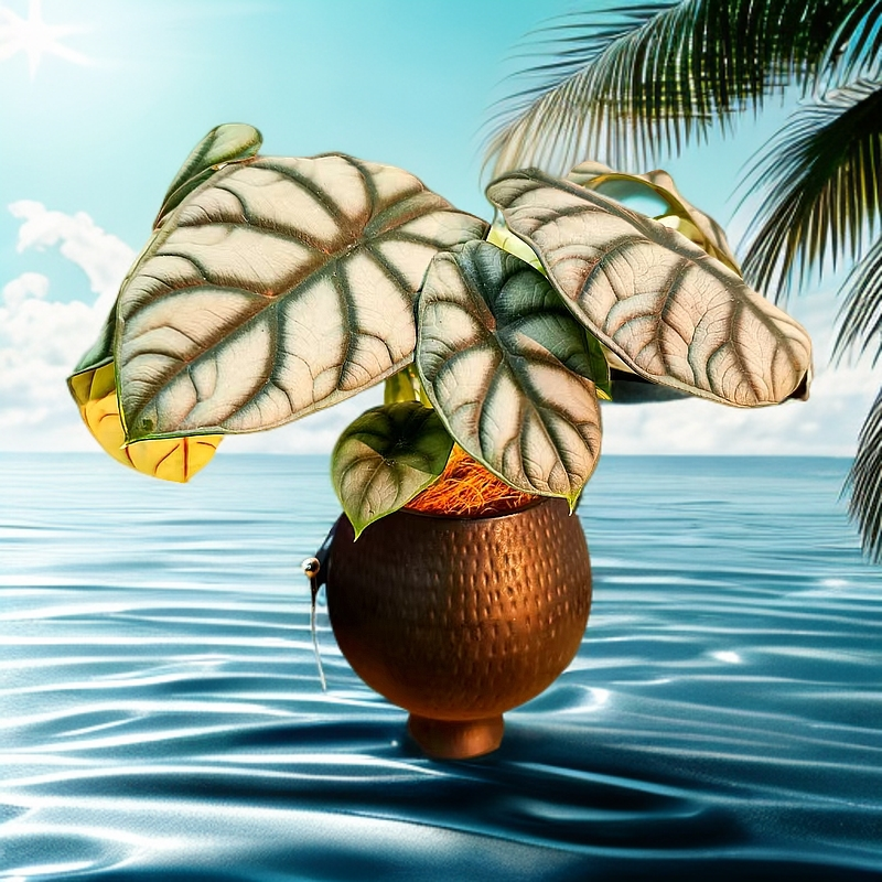 【花未眠】白犀牛海芋室内客厅办公室水培植物好养净化空气吸甲醛