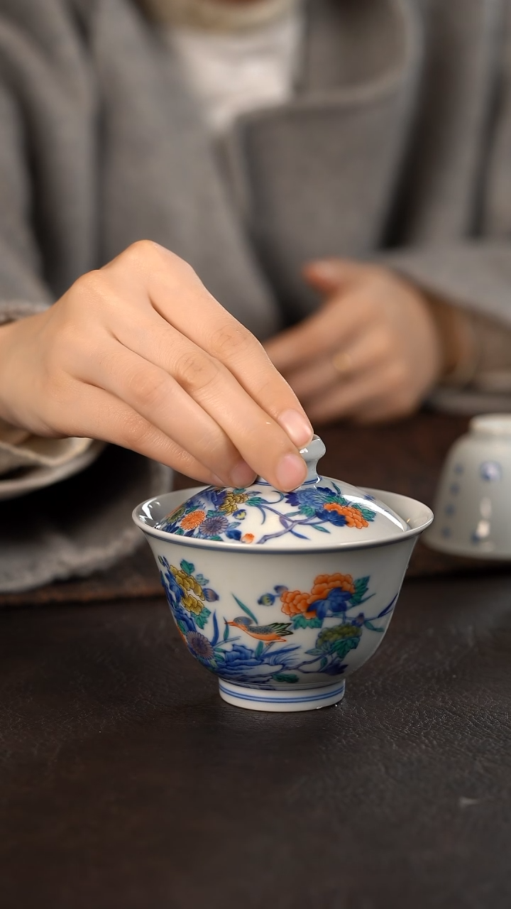 【闪购商品】杯云霞珍藏五彩春意盖碗