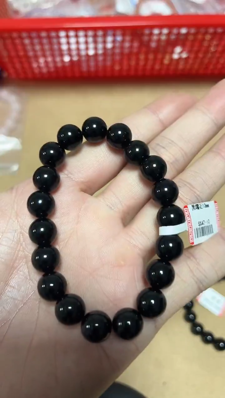 未镶嵌手链水晶20-95黑曜石单圈手串10mm+