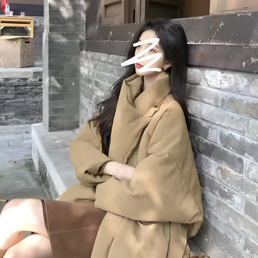 萌萌 棉绒大翻领短款女新款韩系设计感面包服459617衣459505裙