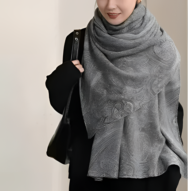 山羊绒LP意大利老钱风灰色180*60长巾围巾披肩蓬松针织保暖L181