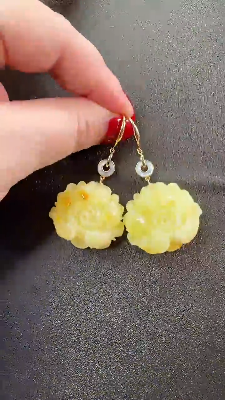 【闪购商品】琥珀耳饰未镶嵌耳环