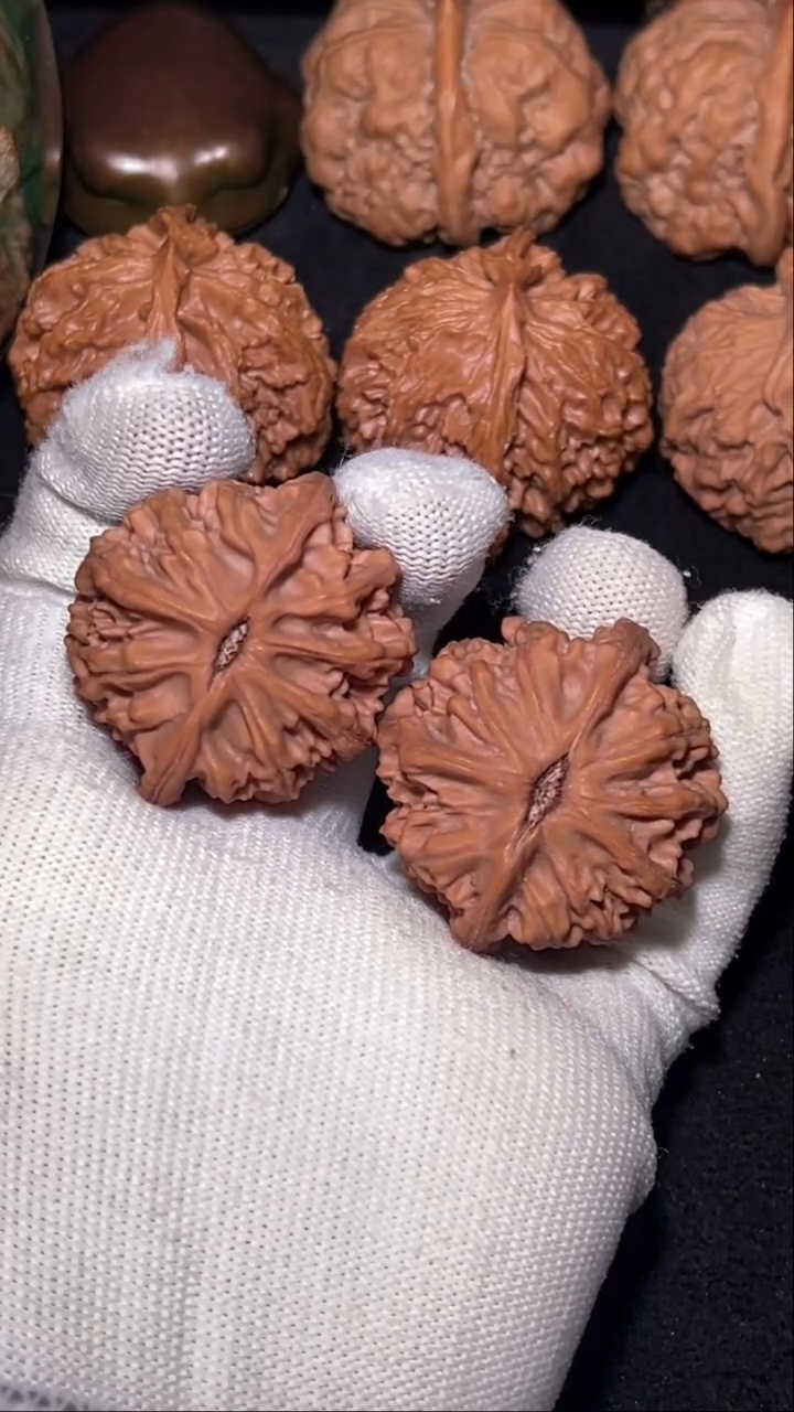 把件文玩核桃精品天地二爷帽复刻对39全品