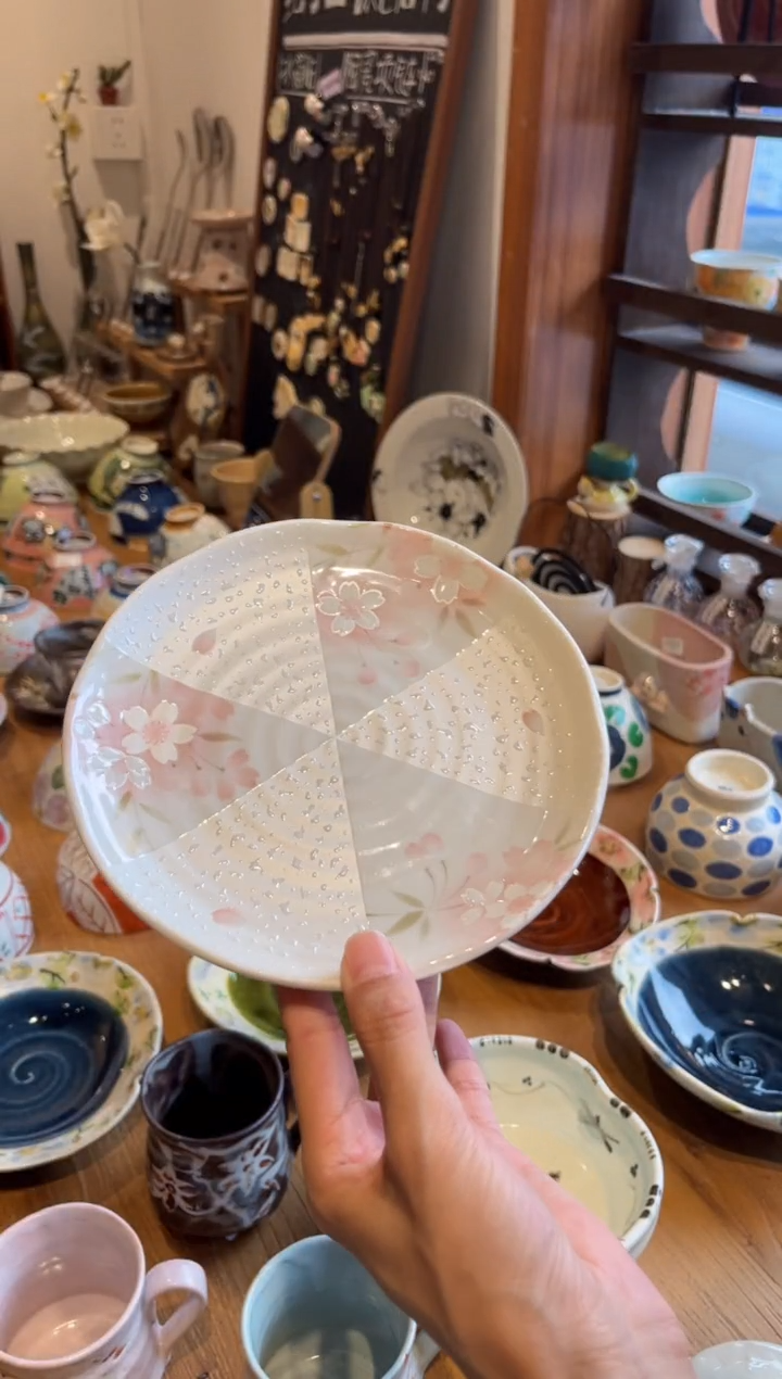 瓷片16cm 间取粉樱浅盘