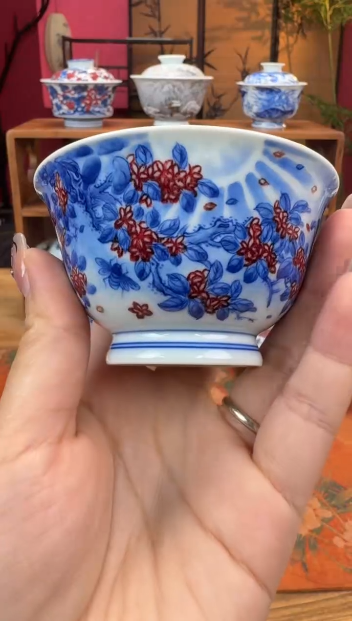 永明尚玩桃花鲤鱼撇口杯