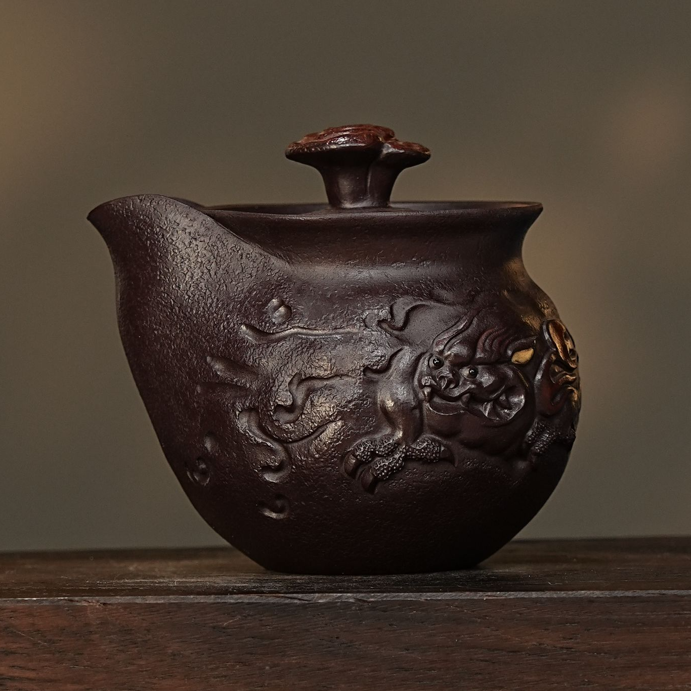 【2223灵芝手抓壶】宜兴原矿紫砂手工制作异形紫砂壶 灵芝手抓壶