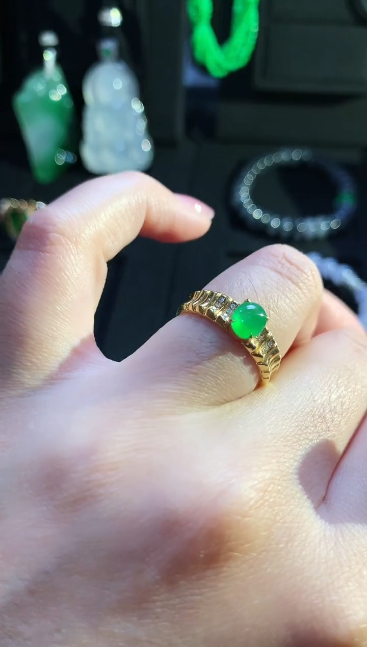 【闪购商品】翡翠戒指18K金镶嵌手饰