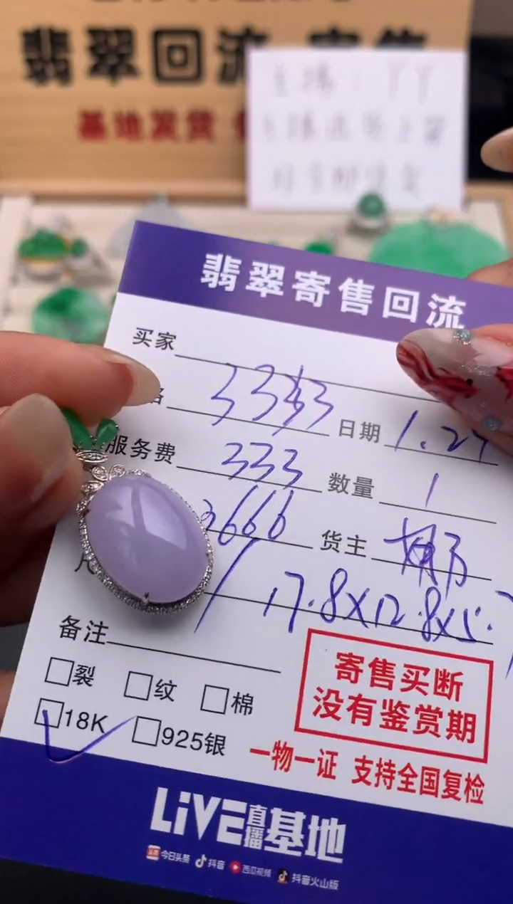 【闪购商品】翡翠颈饰18K金镶嵌10124154