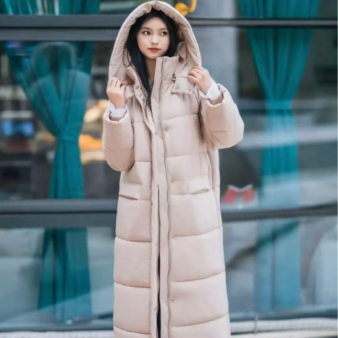 GIRDEAR/哥弟新款保暖高领蓬松感中长款新雪丽棉服外套1400732