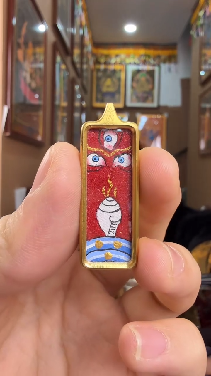 吊坠红财神-热贡纯手绘唐卡