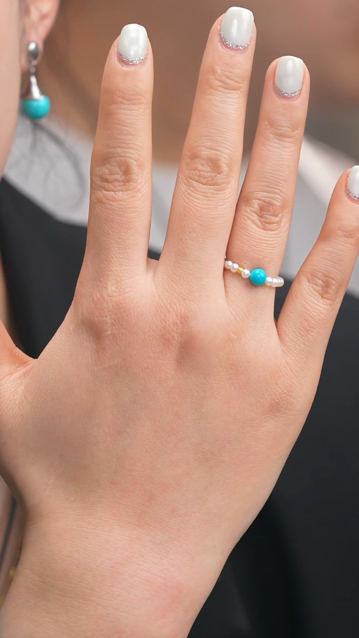 18K金镶嵌绿松石戒圈1-