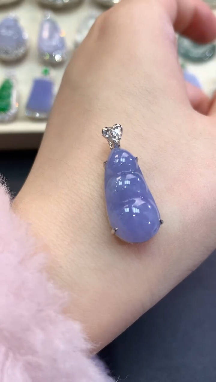 【闪购商品】翡翠颈饰18K金镶嵌B33 紫货有色差  