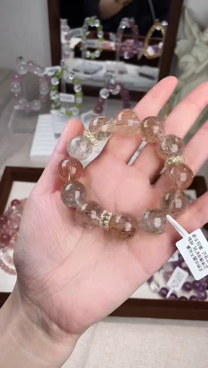 烟晶手链银S925镶嵌黑晶超七