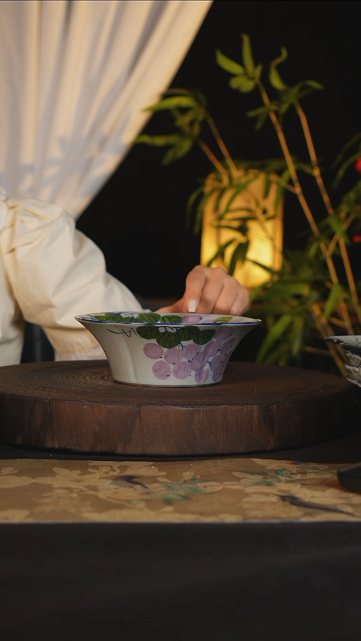 盘景德镇手工手绘高温陶瓷可进蒸箱烤箱洗碗机