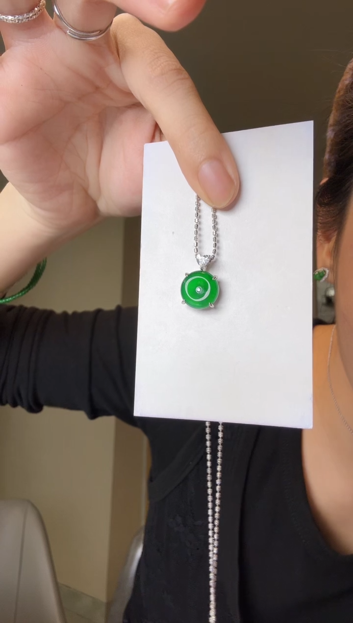 【闪购商品】翡翠吊坠(不含链)银S925镶嵌天然翡翠吊坠1