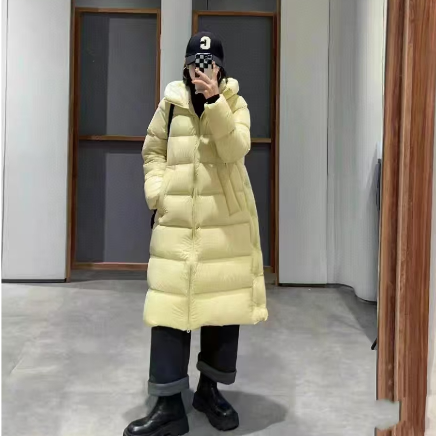 侧按扣长款连帽外套