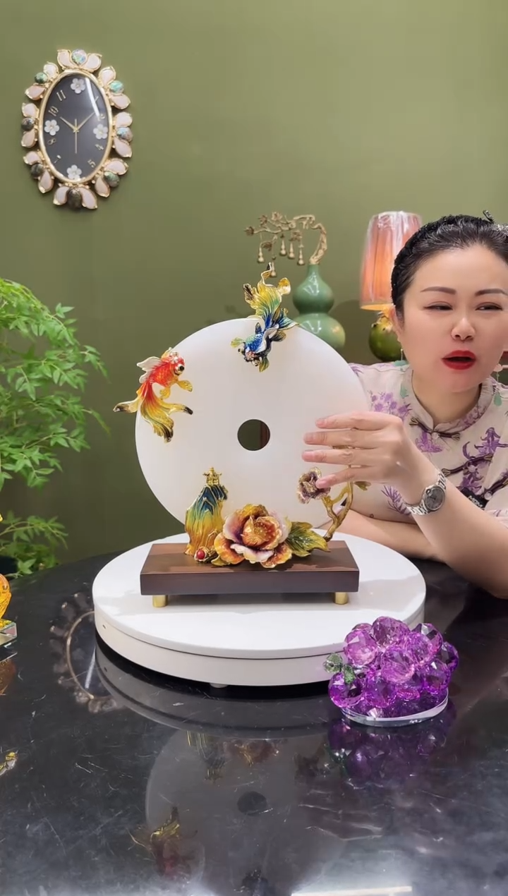 玉天然玉石  合金珐琅彩  平安扣