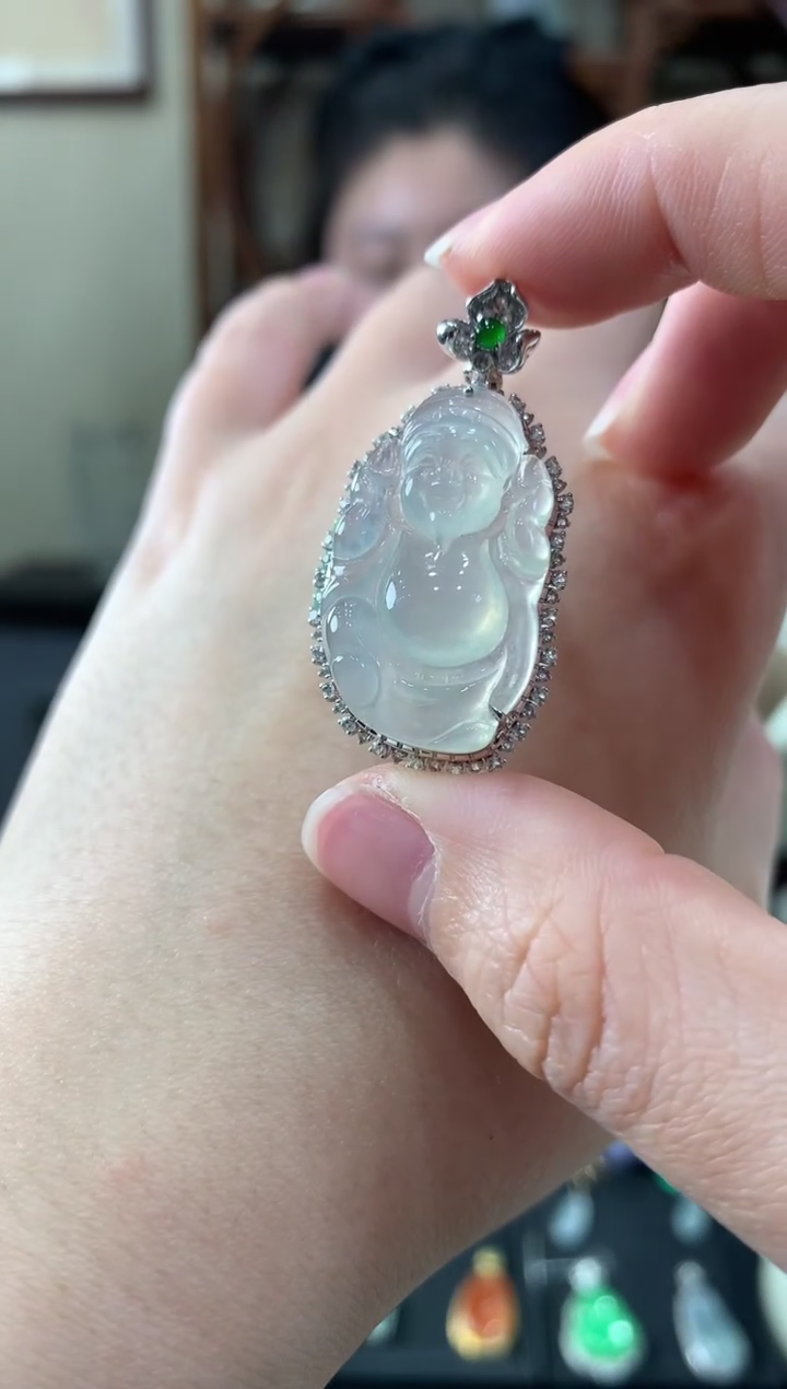 【闪购商品】翡翠吊坠(不含链)18K金镶嵌挂件