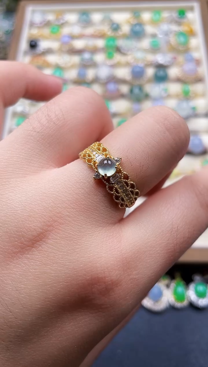 银S925镶嵌戒指翡翠25