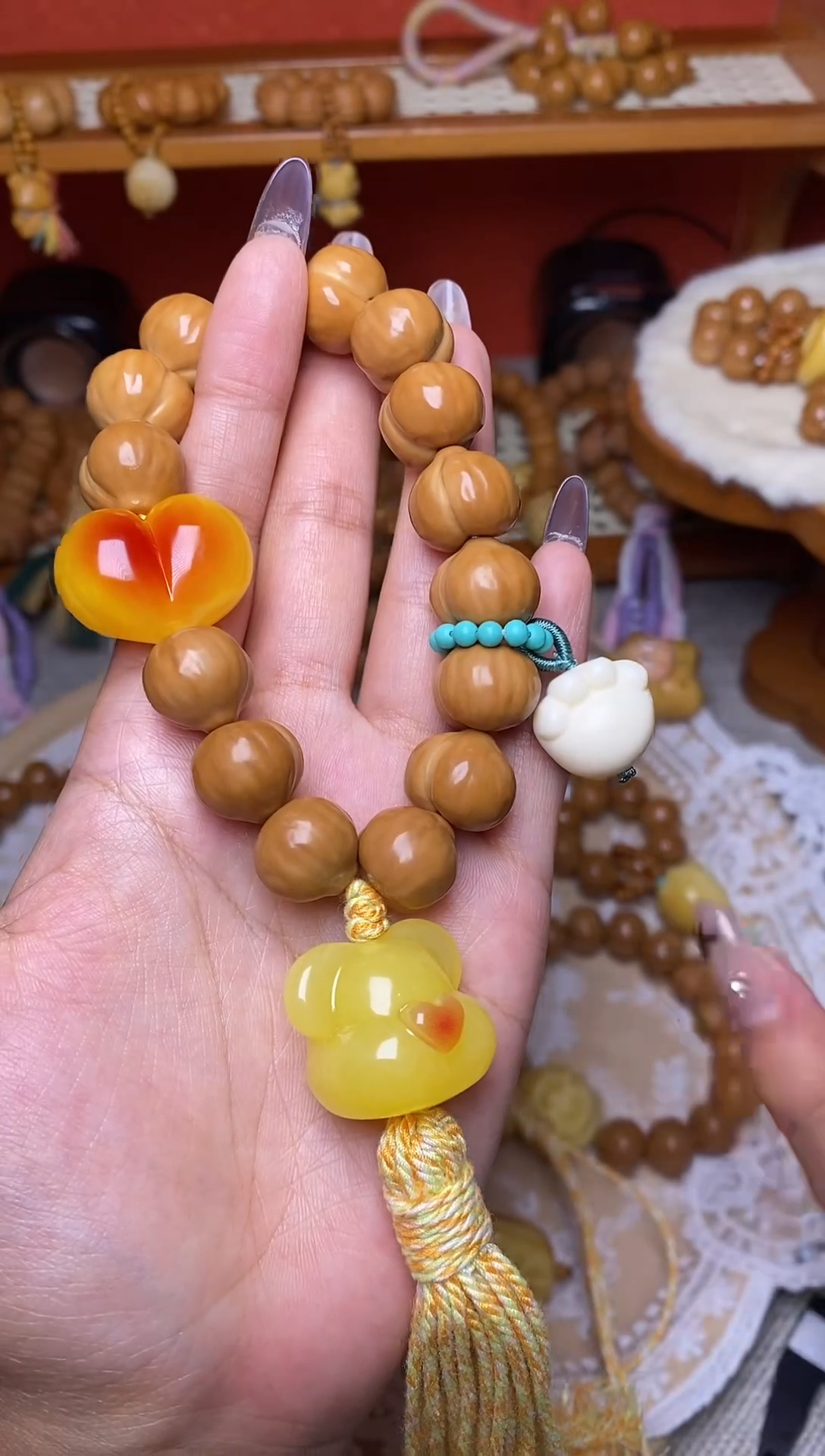 把件猴头核桃全品屁桃➕胖心熊头猫爪蓝卡黄流苏手持【5配饰款】