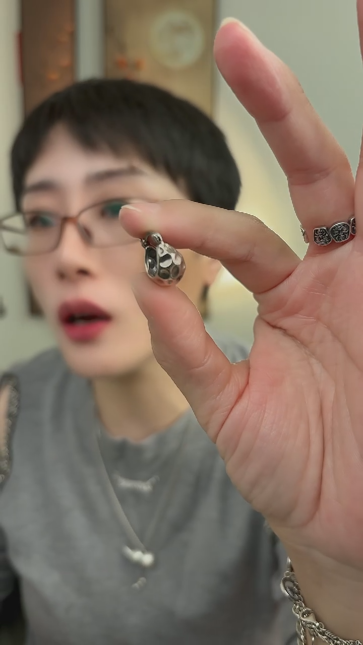 无925银锤纹半圆耳扣21