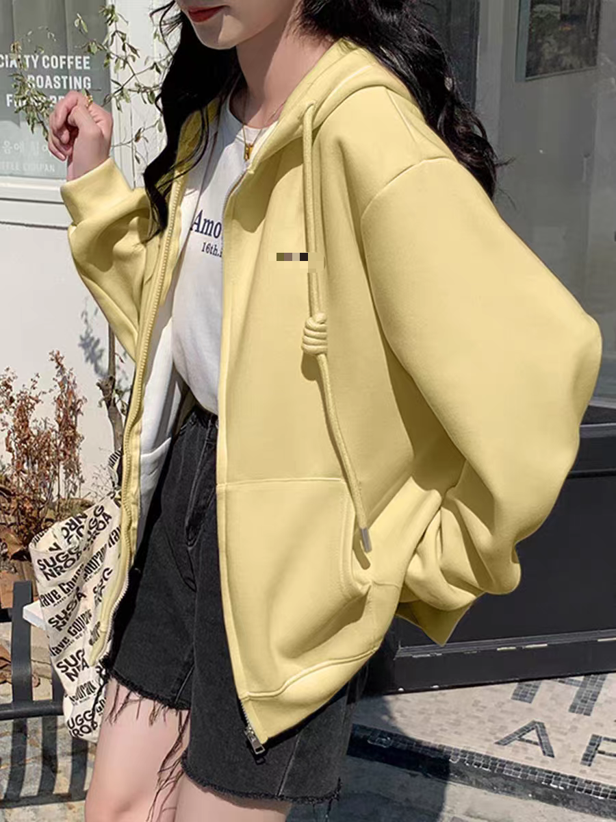 蜗牛家拉链连帽上衣女开衫学生开衫款春秋系带卫衣秋冬季130
