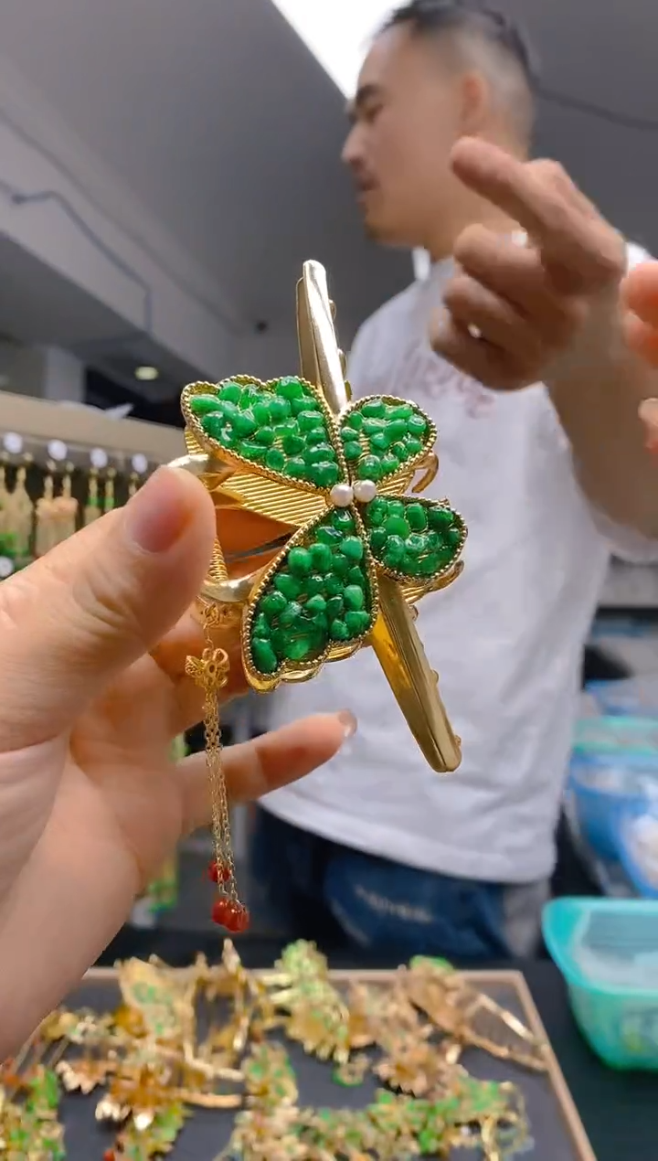 【闪购商品】翡翠耳饰合金080翡翠发簪