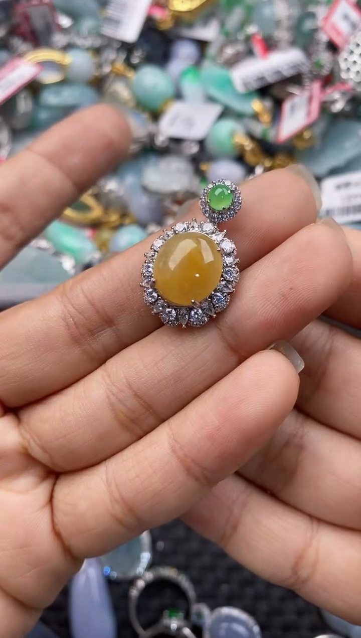 银S925镶嵌戒指翡翠666----9