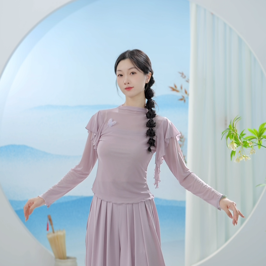 3694 D现代舞蹈服成人女上衣渐层身韵水纱衣飘逸仙气中国表演服