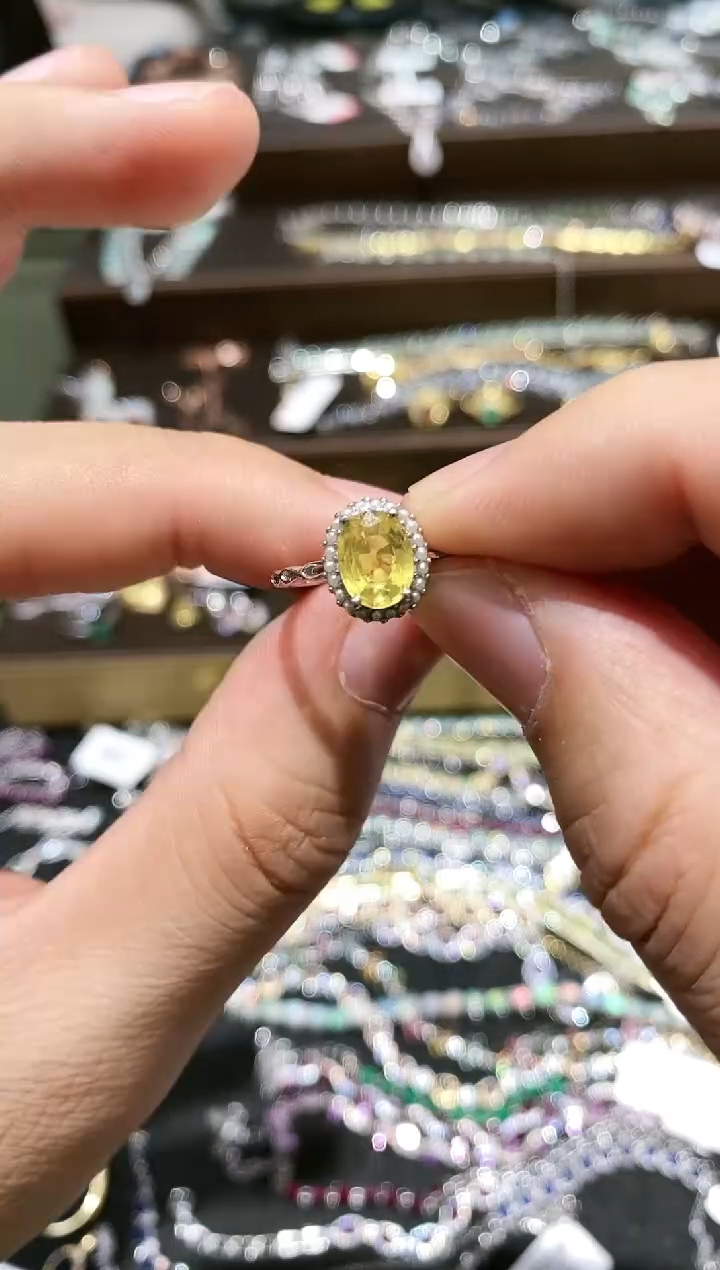 【闪购商品】蓝宝石戒指银S925镀金镶嵌戒指