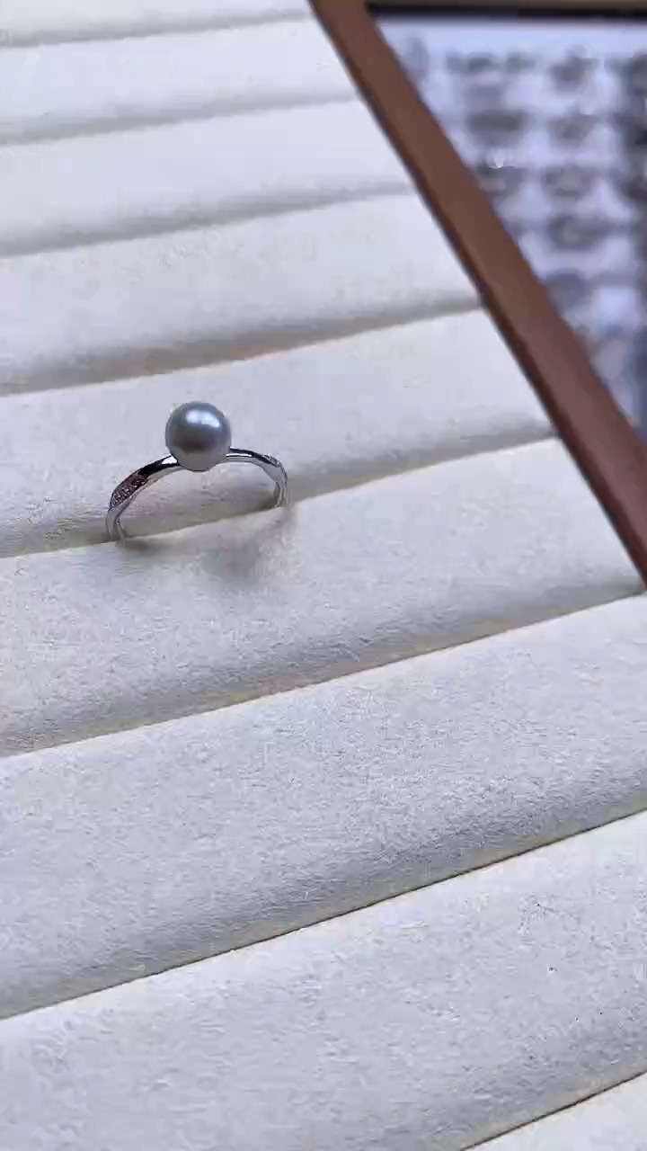 【闪购商品】海水珍珠戒指银S925镶嵌真多麻珍珠戒指