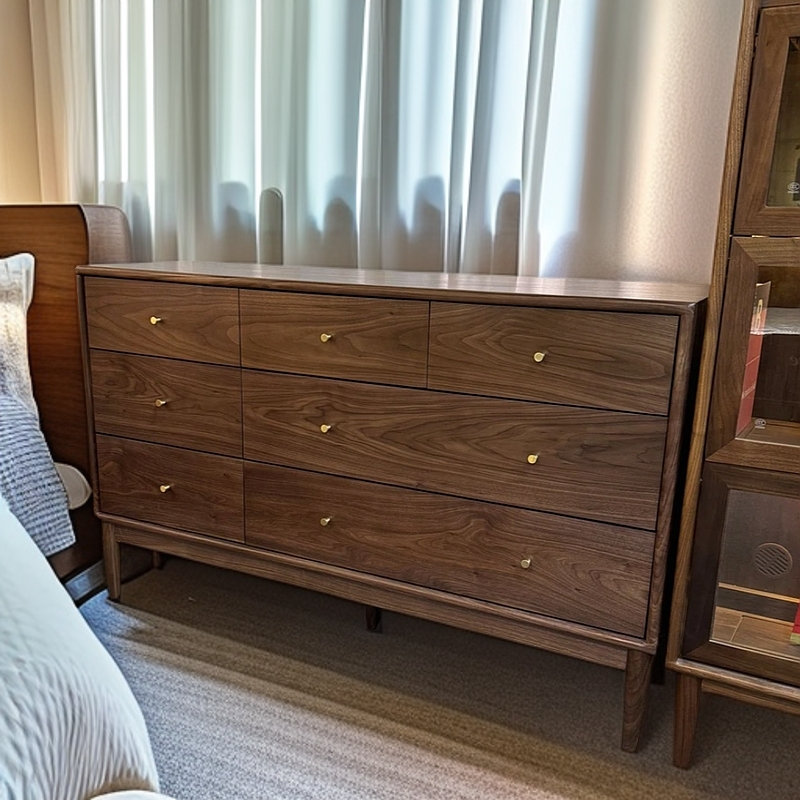 【百轩居】北美黑胡桃七斗柜全实木意式储物柜收纳柜简约新中式