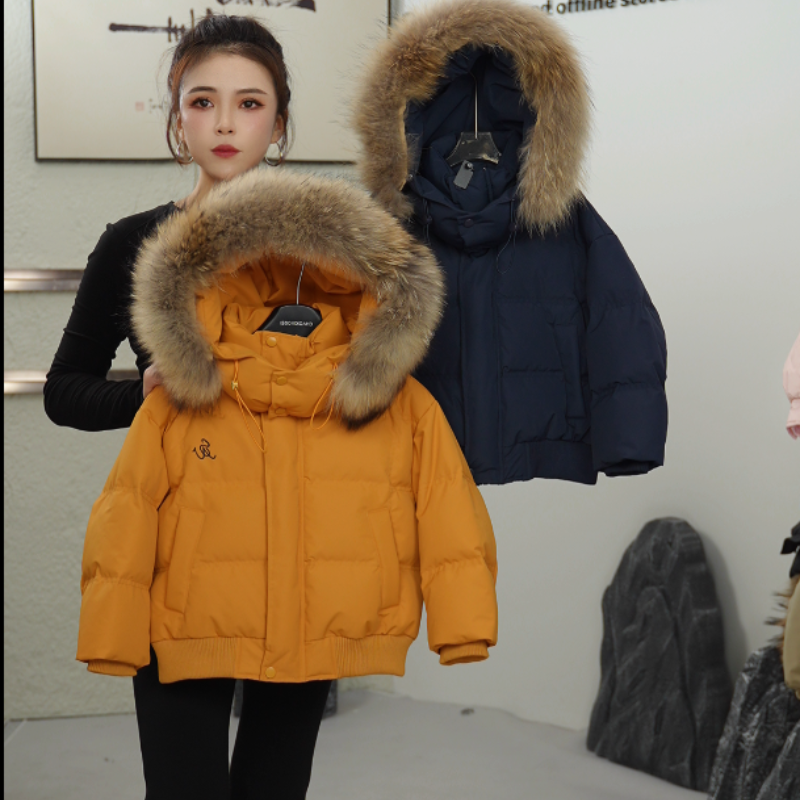 【晶】儿童鹅绒百搭面包服款加厚大毛领保暖男女童