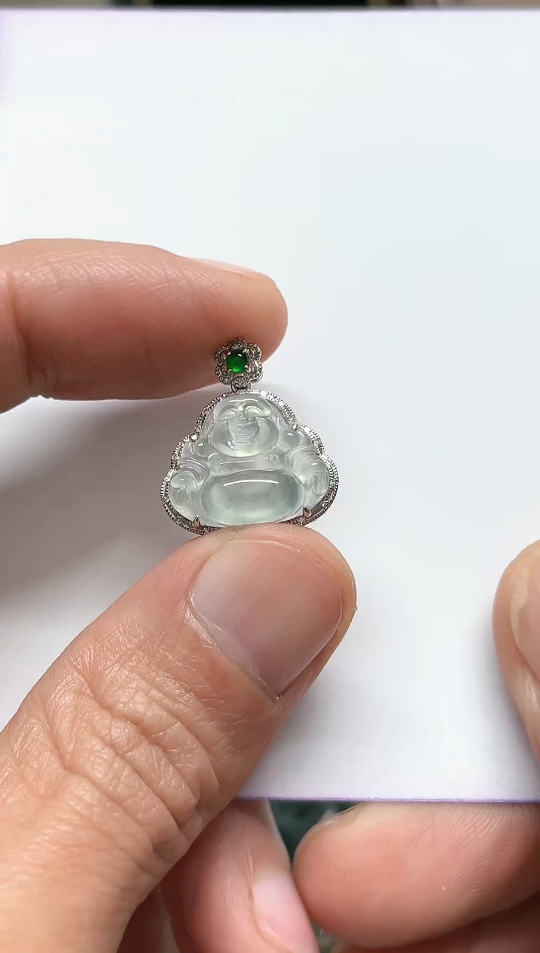 【闪购商品】翡翠颈饰18K金镶嵌天然缅甸A货翡翠吊坠