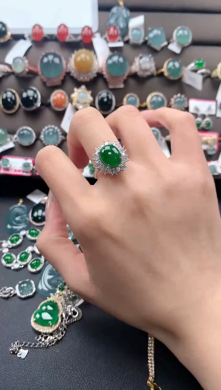 【闪购商品】翡翠戒指银S925镶嵌5435345