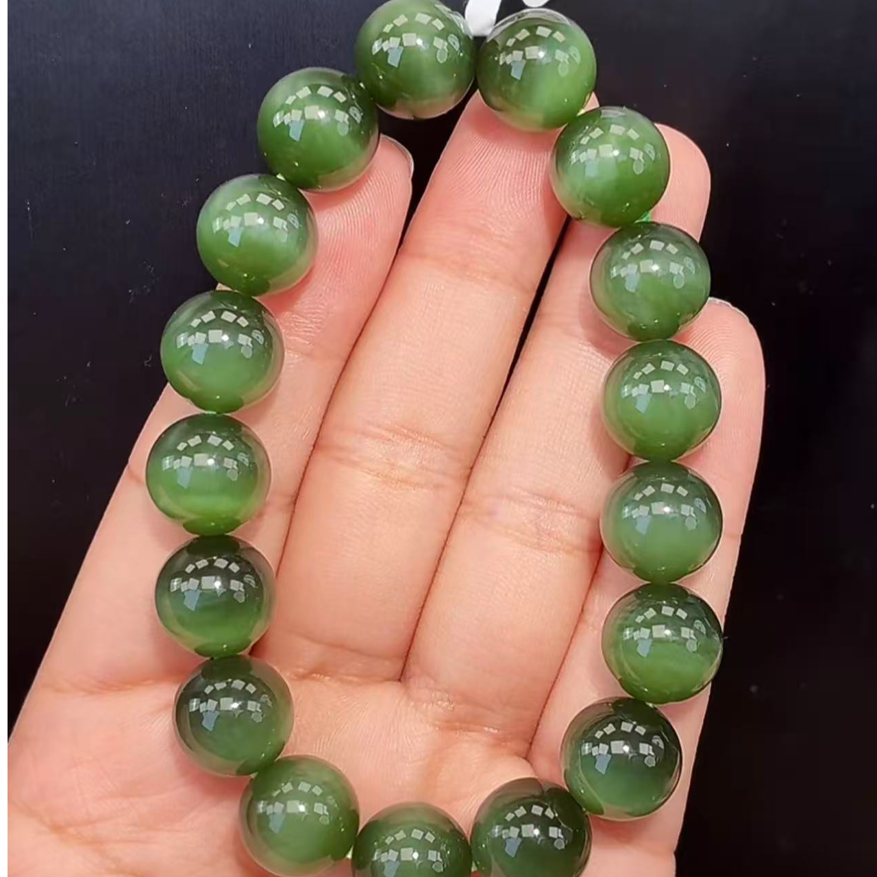 【双十二专属】Z和田玉黑猫眼手串天然玉石多样性发一 12MM S1698