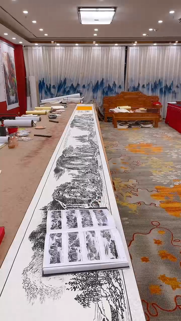 【闪购商品】书法李宗明 山水金卷 带大红袍书