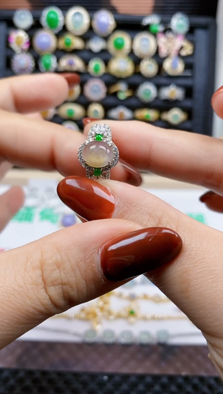 银S925镶嵌戒指翡翠405