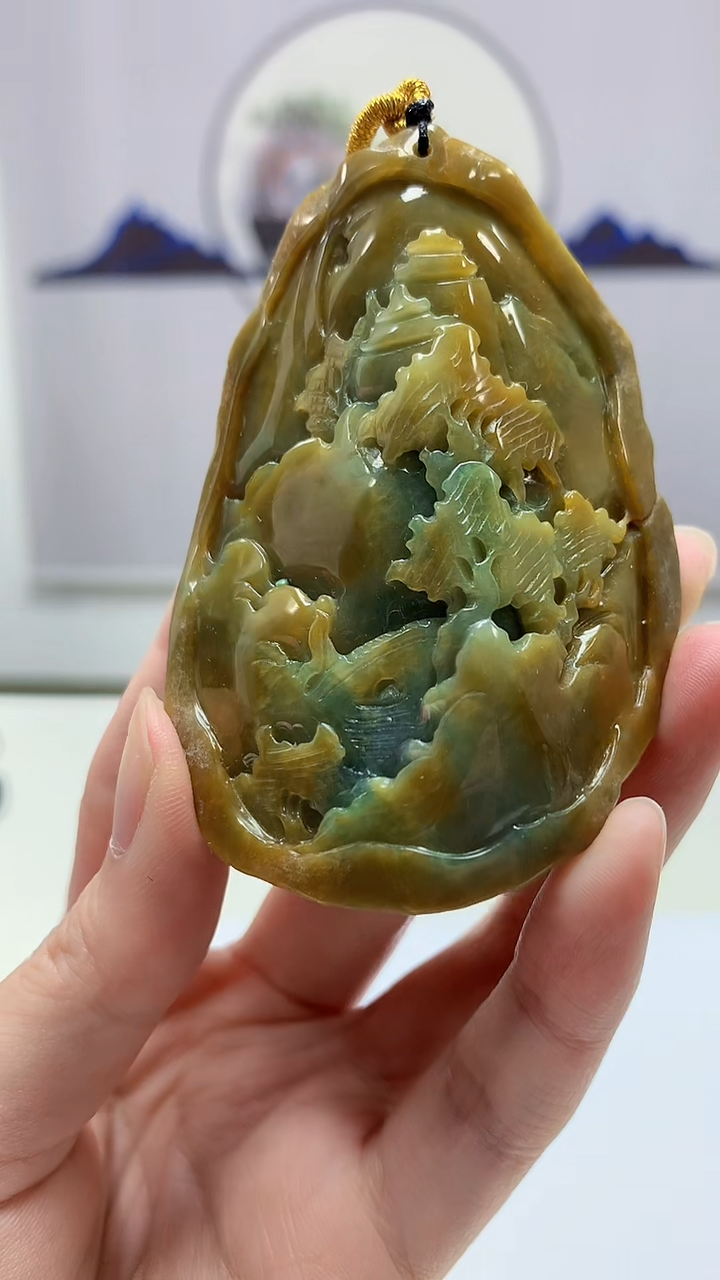 【闪购商品】定制翡翠未镶嵌4917zm-毛货挂件山水101