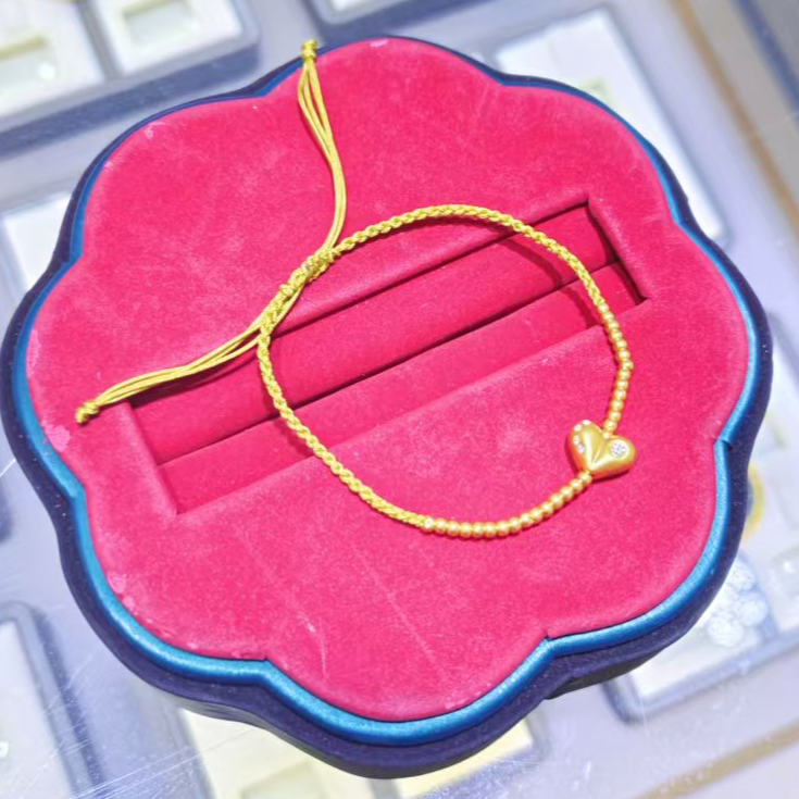 【菲菲专享】足金999 爱心金珠编绳 国风新中式（金珠*30+爱心）