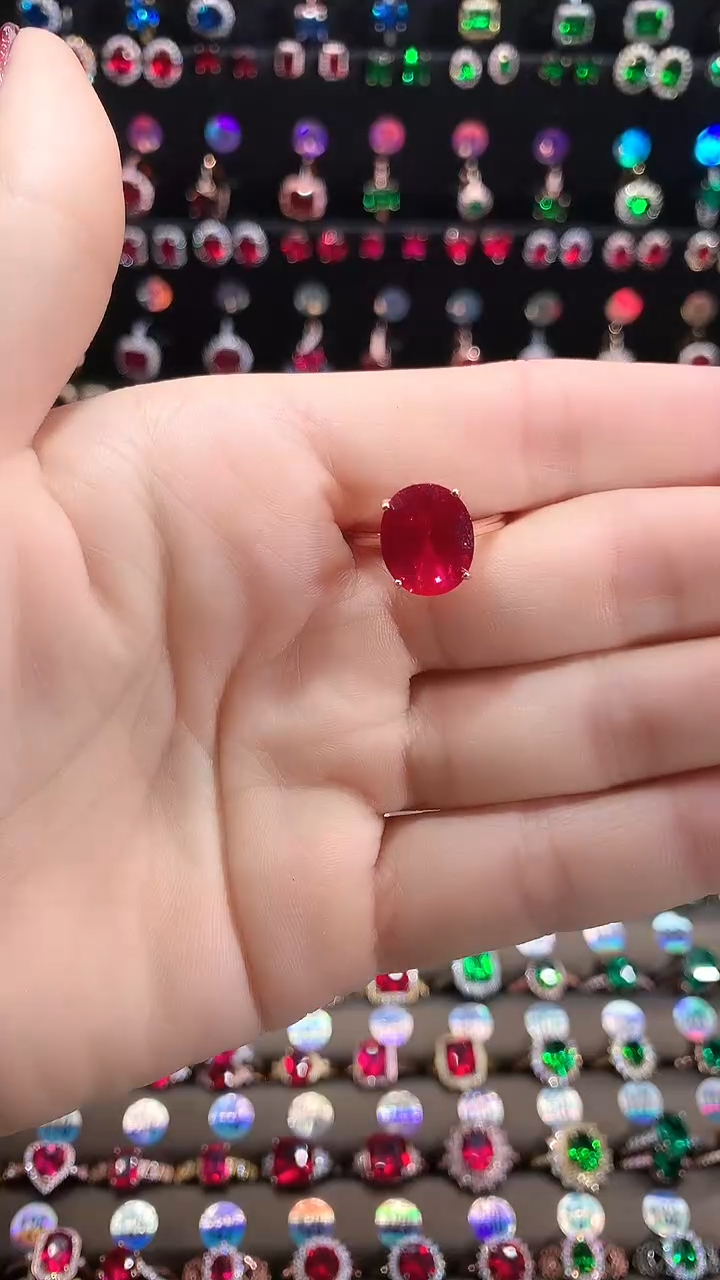 【闪购商品】红宝石戒指银S925镶嵌玫瑰金色1111