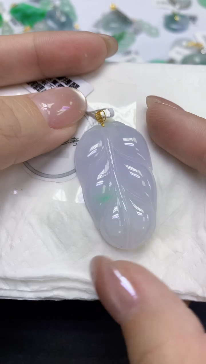 颈饰18K金镶嵌翡翠天然缅甸翡翠A货百元以上9元证书费自理