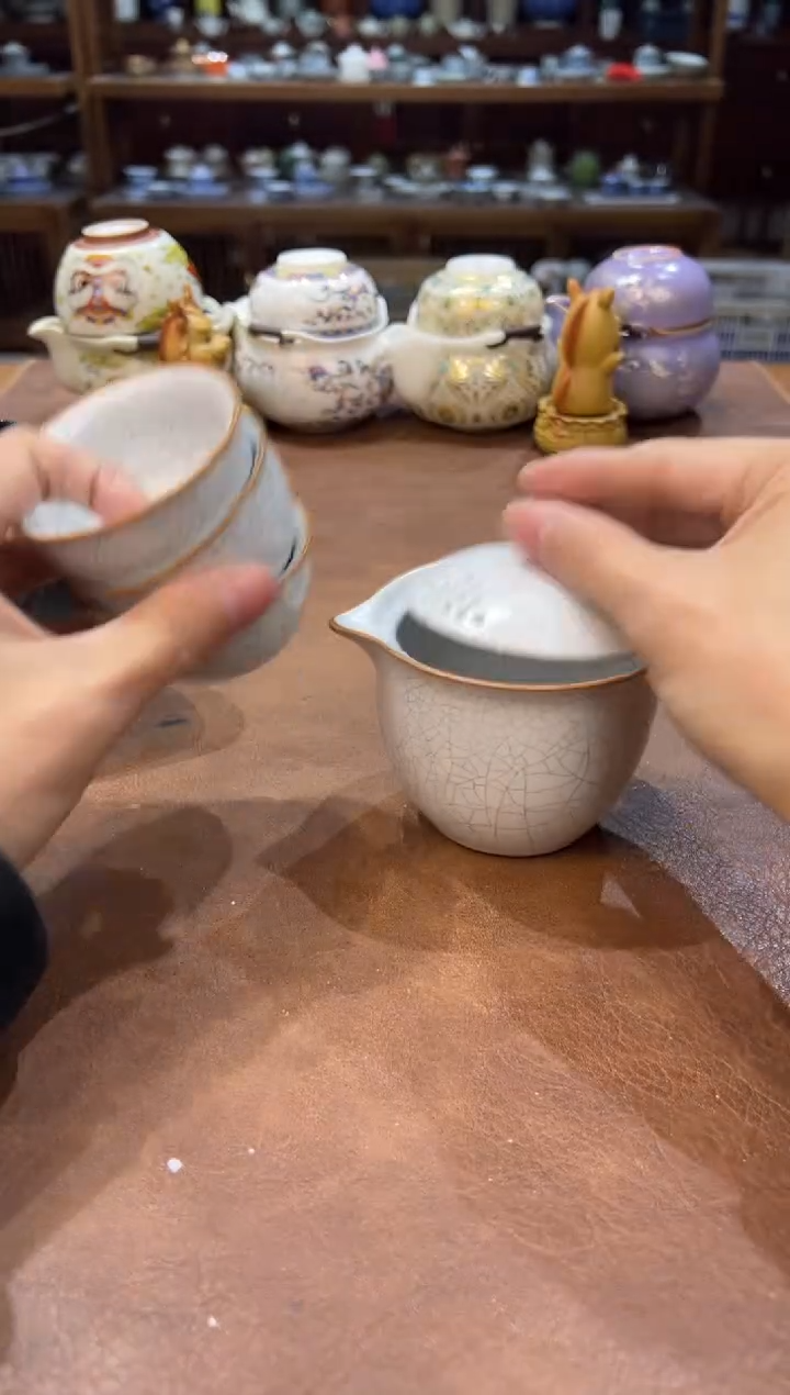 真的很便宜超好看会开片的旅行茶具
