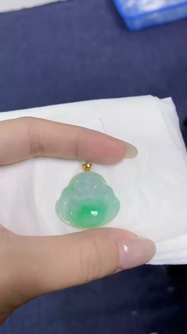 翡翠18K金镶嵌颈饰天然缅甸翡翠A货
