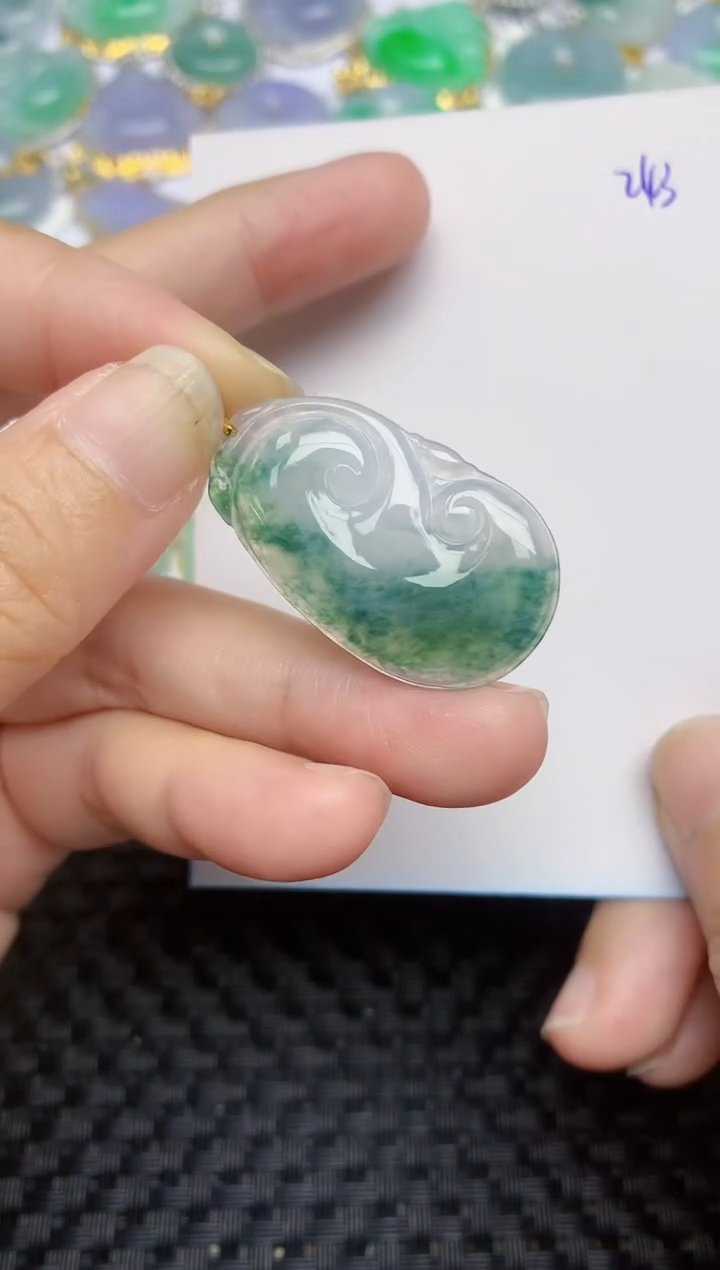 翡翠18K金镶嵌颈饰天然A货翡翠243