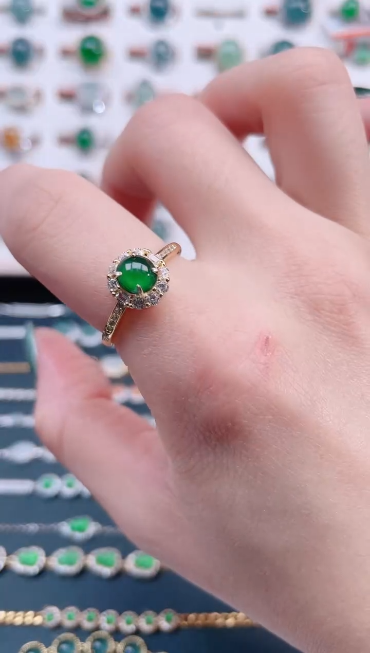 银S925镶嵌戒指翡翠天然翡翠